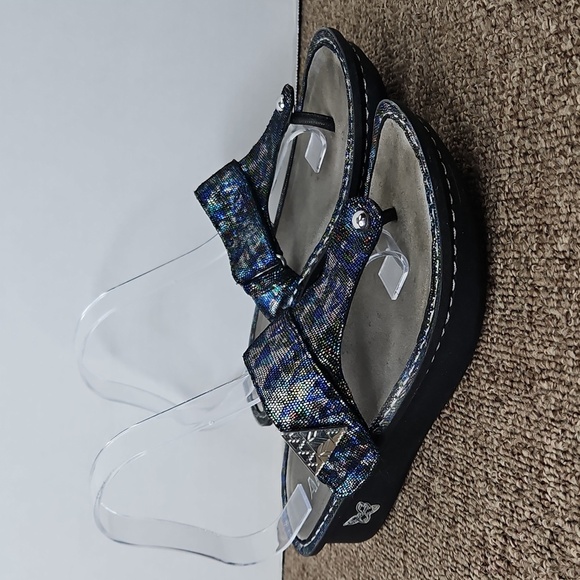 Alegria Carina Leather Sandals Blue Metallic Design Sz 38 / 8 Womens - Picture 1 of 9